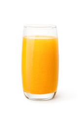 Glass of 100% Orange juice with sacs.isolate on white background. clipping path.