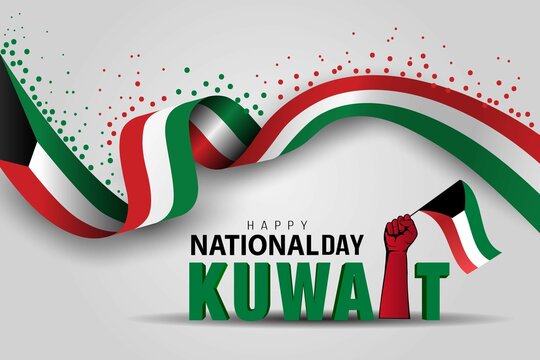 happy national day Kuwait holding hand with Kuwait flag. 3d letter vector illustration design - Powered by Adobe
