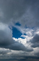 Fantastic soft thunderclouds, sky panorama