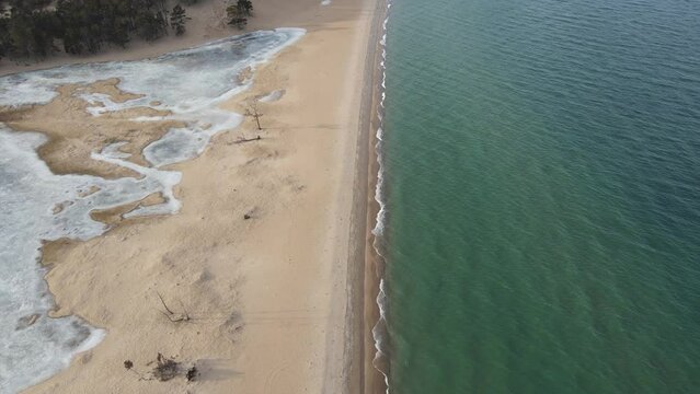 flight over the Sarai beach on Olkhon Island on Lake Baikal