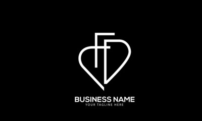 Alphabet DF or FD heart touching design vector logo template