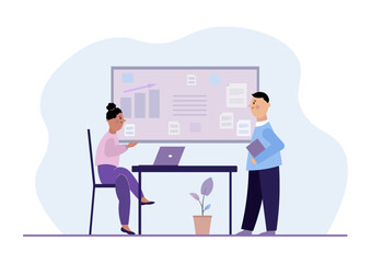 Colleagues working together at the office Vector