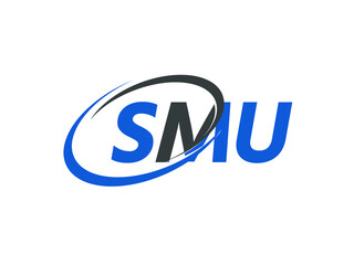 SMU letter creative modern elegant swoosh logo design