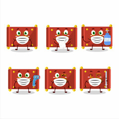 A picture of red paper roll chinese cartoon design style keep staying healthy during a pandemic