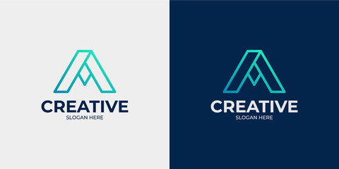 set of letter A and abstract logo