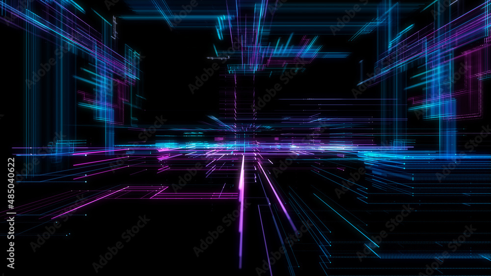 Poster digital cyberspace with particles. techology background