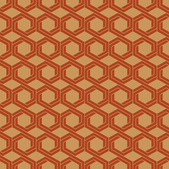 Brown Hexagonal Geometric Seamless Pattern