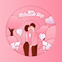 Valentine's day background in paper style concept