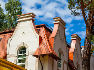 Svetlogorsk, Russia, June 24, 2021. Typical architectural fragment of old building