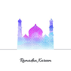 Ramadan Kareem Poster Design With Arabic Pattern Gradient Mosque Against White Background.