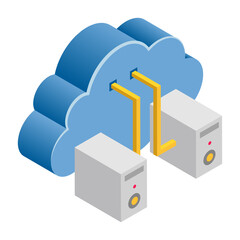 Cloud Server Connection - Isometric 3d illustration.