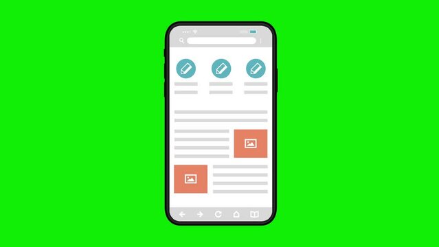 Smartphone template popping up animation (4K) | Green background for chroma key use.