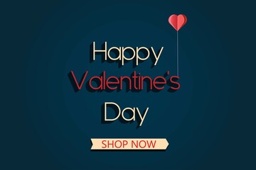 Happy Valentines Day Sale background, banner, poster template design. Vector illustration. abstract background blue color