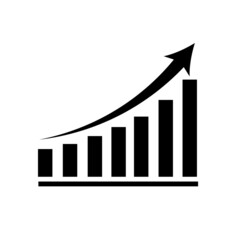 Growing Graph Icon with arrow upward illustration on White Background 