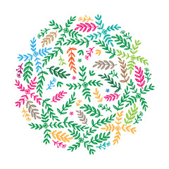 hand drawn leaf floral mandala pattern design 