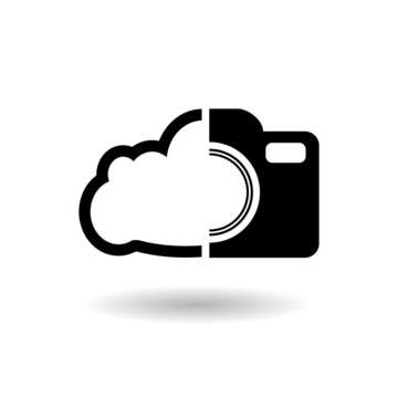 Cloud storage camera icon with shadow