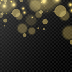 	
White sparks and golden stars glitter special light effect. Vector sparkles on transparent background. Christmas abstract pattern. Sparkling magic dust particles	