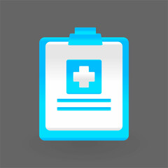 Illustration of clinic diagnostic document with plus and text isolated