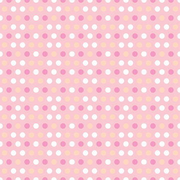 Seamless polka dot pattern, pastel pink.