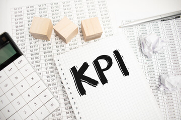 KPI Concepts on note. Business and finance concept