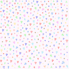 Multicoloured diamonds on light pink background. Seamless pattern. Vector illustration