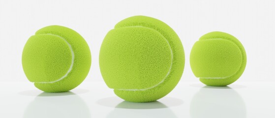 Tennis winner podium concept, three sport ball isolated on white, 3d render