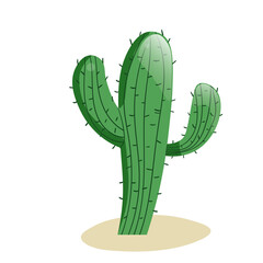Tall succulent cactus with thorns isolated element. Vector drawing illustration for icon, game, packaging, banner. Wild west, western, cowboy concept