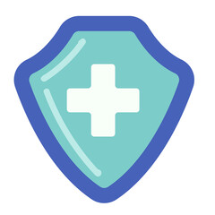Shield with cross isolated o white. Healthcare protection illustration