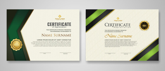 Certificate template with luxury badge and elegance modern pattern background. for appreciation, achievements, award, business, and education needs. vector illustration