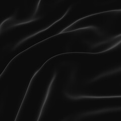Abstract black wave background. Dark rippled cloth.