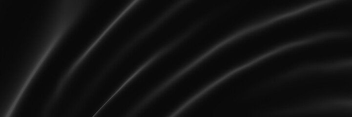 Abstract black wave background. Dark rippled cloth.