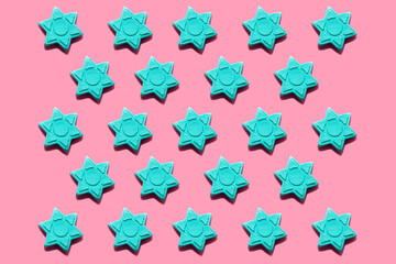 plasticine stars, blue stars on the background, group of stars, plasticine figures, toys for children 