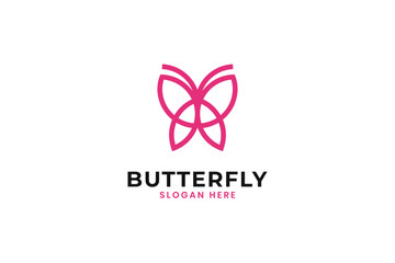 Butterfly logo. Luxury line logotype design. Universal premium butterfly symbol logotype.
