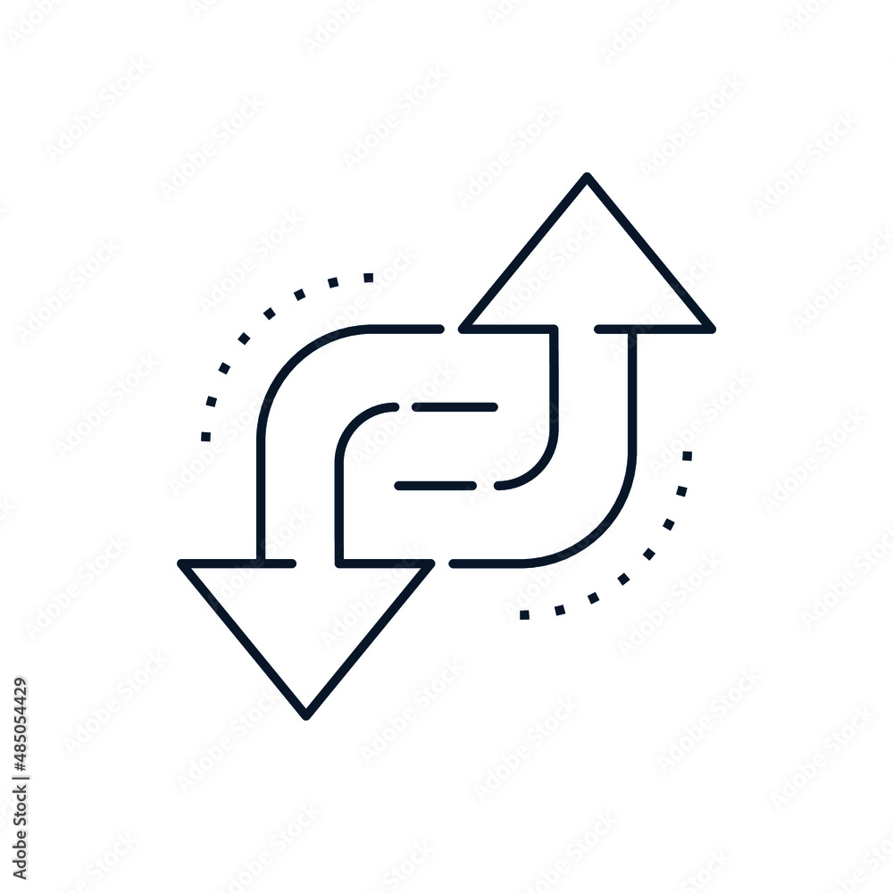 Poster arrows in the opposite direction. concept of change with movement. vector icon isolated on white bac