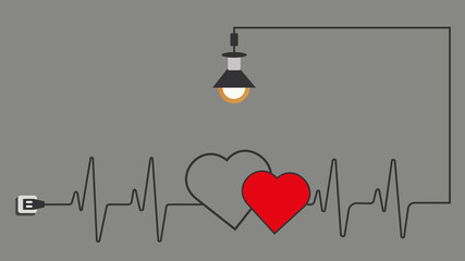 Hand drawn heart sketch pules in doodle, vector heart shape frame design. Valentine day, wedding love, birthday or charity heart design on idea blub concept