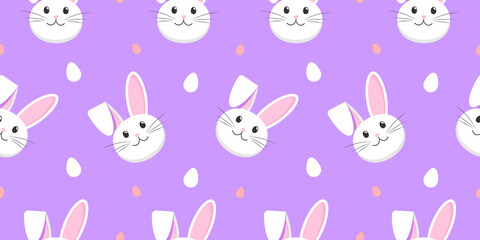 Easter Bunny with eggs cartoon violet