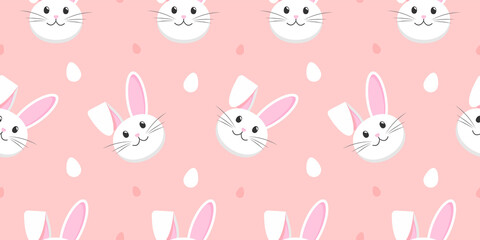 Easter Bunny with eggs cartoon pink