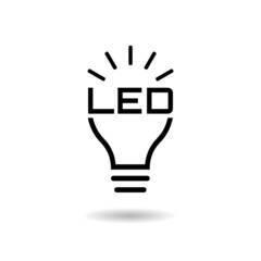 LED light bulb icon with shadow