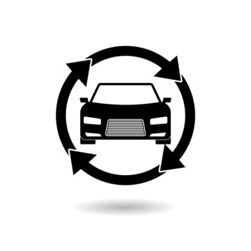 recommend clip art: Black car sharing icon with shadow