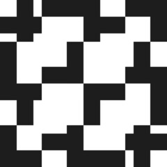 Black rectangle and cornered shapes pattern. Vector.