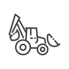 Tractor line icon isolated on white transparent background
