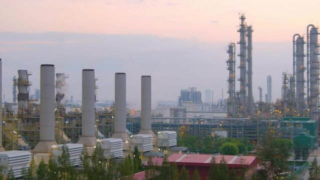 Petrochemical industry pant on sky sunrise background