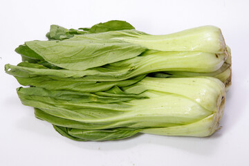 Brassica rapa subsp. chinensis or pak choi or bok choy isolated on white background