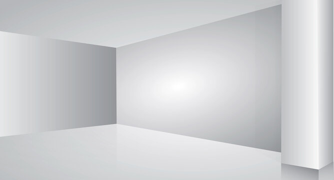realistic white room interior grey softgradient background studio with Empty wallbackfground.© Vio
