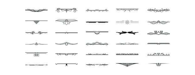 Set Black Simple Line Collection Doodle Border Elements Vector Design Style Sketch Isolated Illustration For Banner