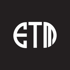 ETM letter logo design on black background. ETM creative initials letter logo concept. ETM letter design.