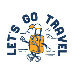 walking cartoon suitcase character illustration