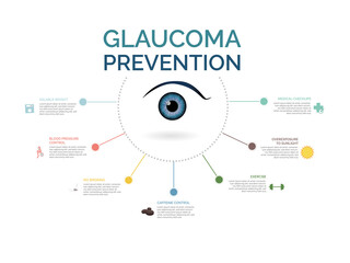 Infographic of guidelines to prevent glaucoma.vector illustration. - obrazy, fototapety, plakaty