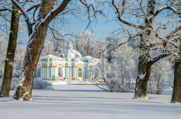 Grotto Pavilion in winter Catherine Park, Pushkin (Tsarskoe Selo), Saint Petersburg, Russia
