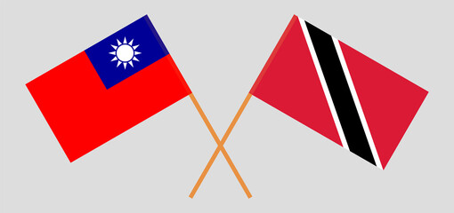 Crossed flags of Taiwan and Trinidad and Tobago. Official colors. Correct proportion